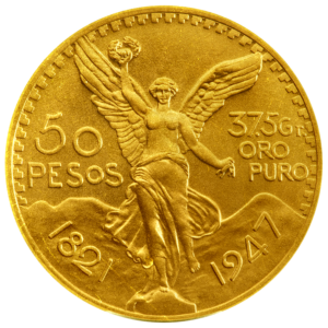 Foto Moneda de oro Centenario 50 Pesos Antigua Frontal