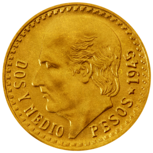 Moneda Cuarto Hidalgo_2.5_pesos ORO Antiguo