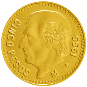Moneda Medio Hidalgo 5 Pesos ORO Nuevo